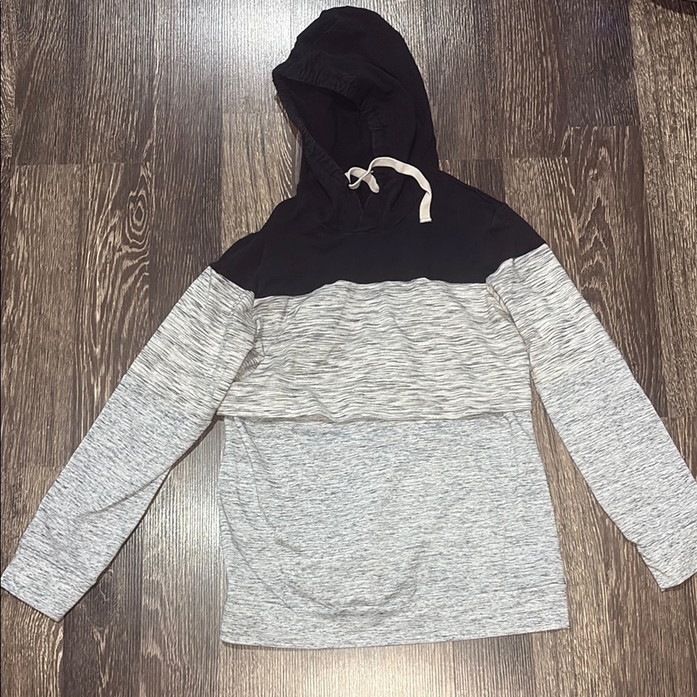 Woman's Nursing Gray and Black Hooded Sweatshirt Size Large